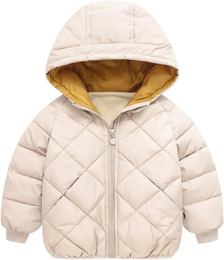 DINGDONG'S CLOSET Kid Boys' Girls' Winter Hooded Fleece Padded Parka Puffer Jacket