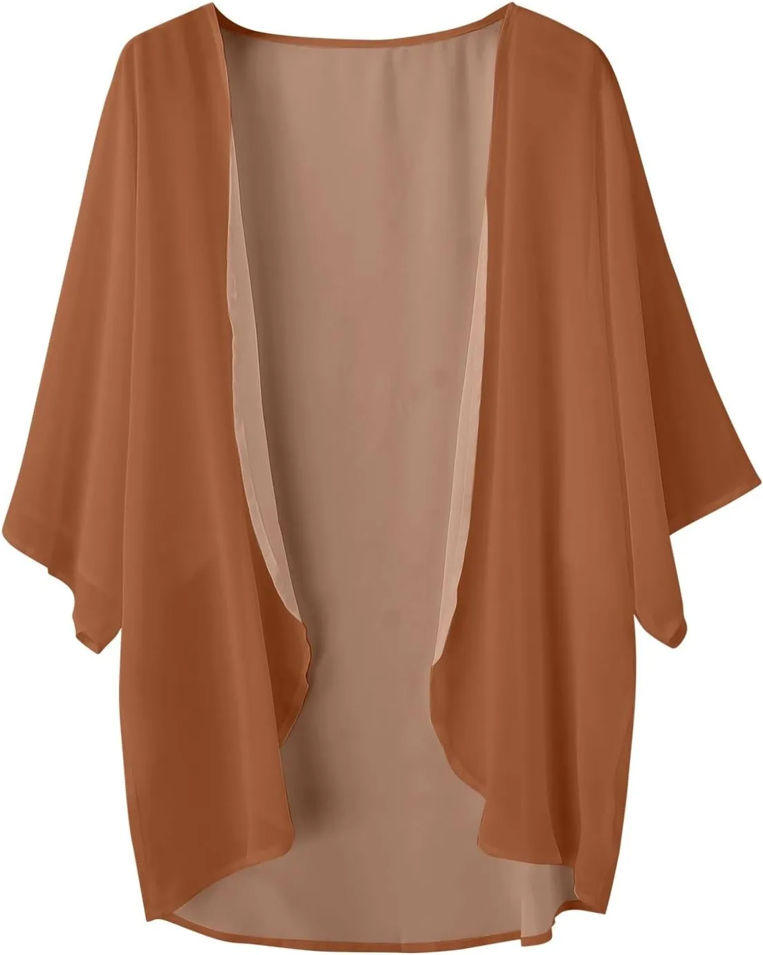 Kimono Cardigans for Women Dressy 3/4 Sleeve Chiffon Open Front Cardigan Solid Sheer Beach Vacation Cover Up Tops 2024