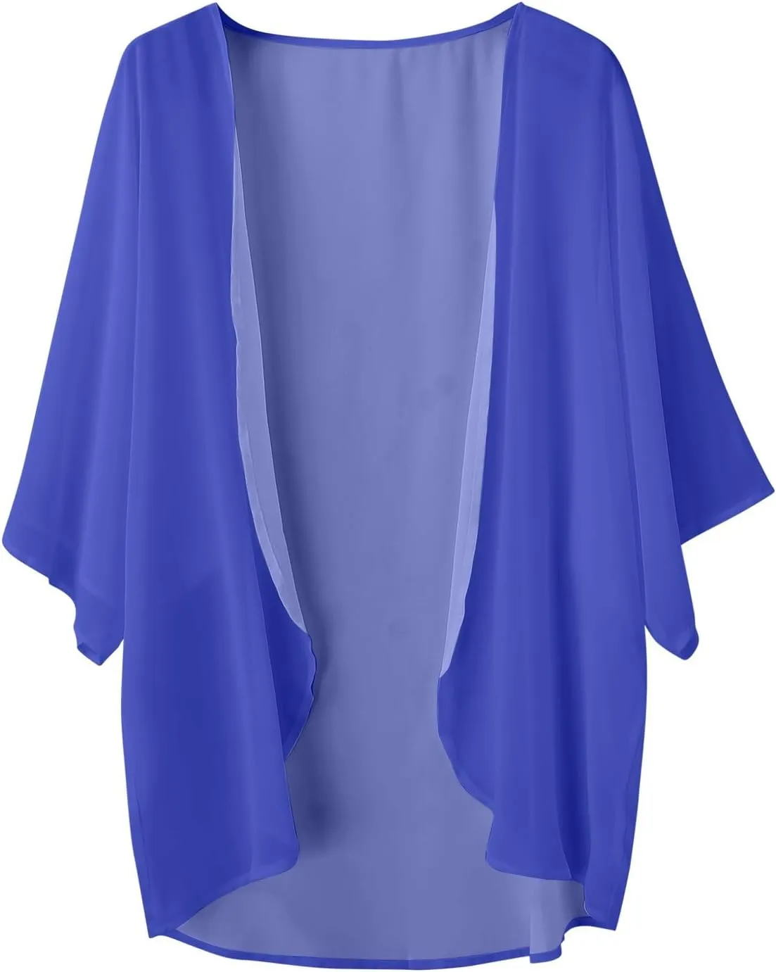 Kimono Cardigans for Women Dressy 3/4 Sleeve Chiffon Open Front Cardigan Solid Sheer Beach Vacation Cover Up Tops 2024