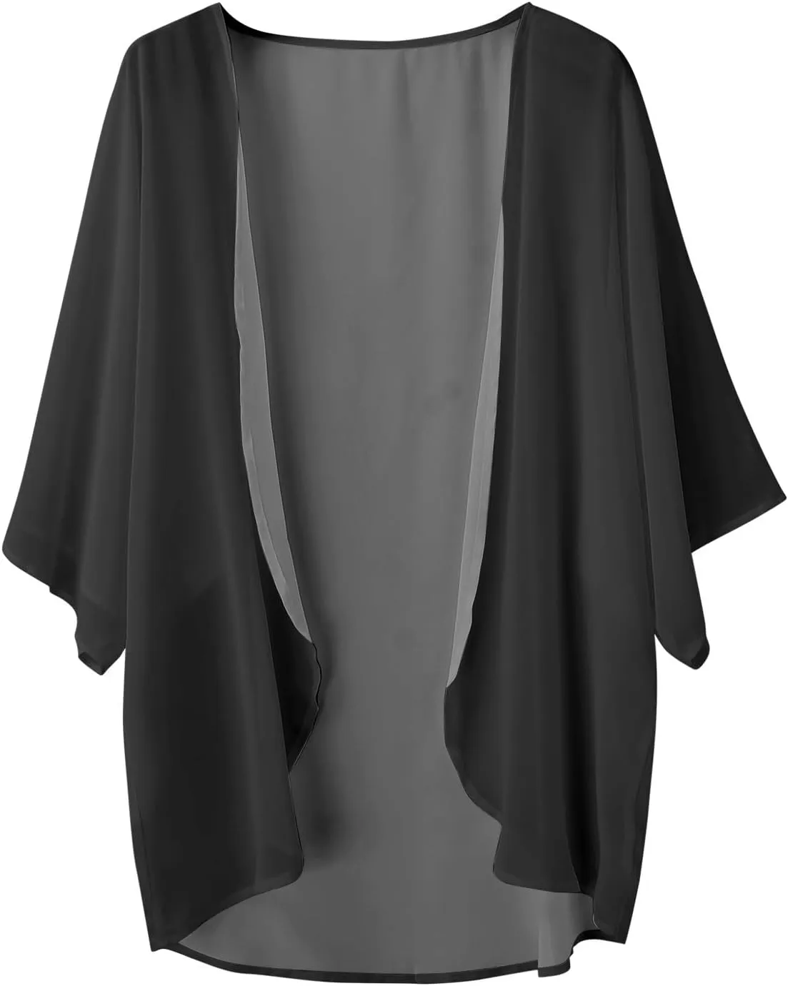 Kimono Cardigans for Women Dressy 3/4 Sleeve Chiffon Open Front Cardigan Solid Sheer Beach Vacation Cover Up Tops 2024