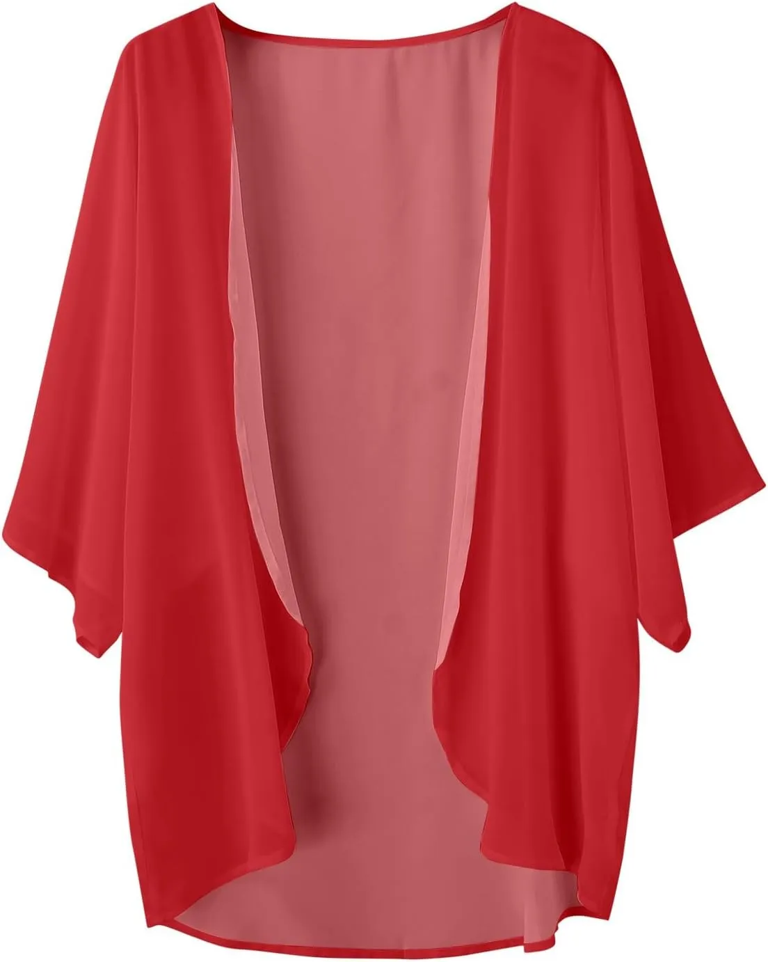 Kimono Cardigans for Women Dressy Solid 3/4 Sleeve Chiffon Open Front Lightweight Summer Cardigan Sheer Beach Cover Up