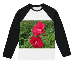 Red Flowers Sublimation Baseball Long Sleeve T-Shirt