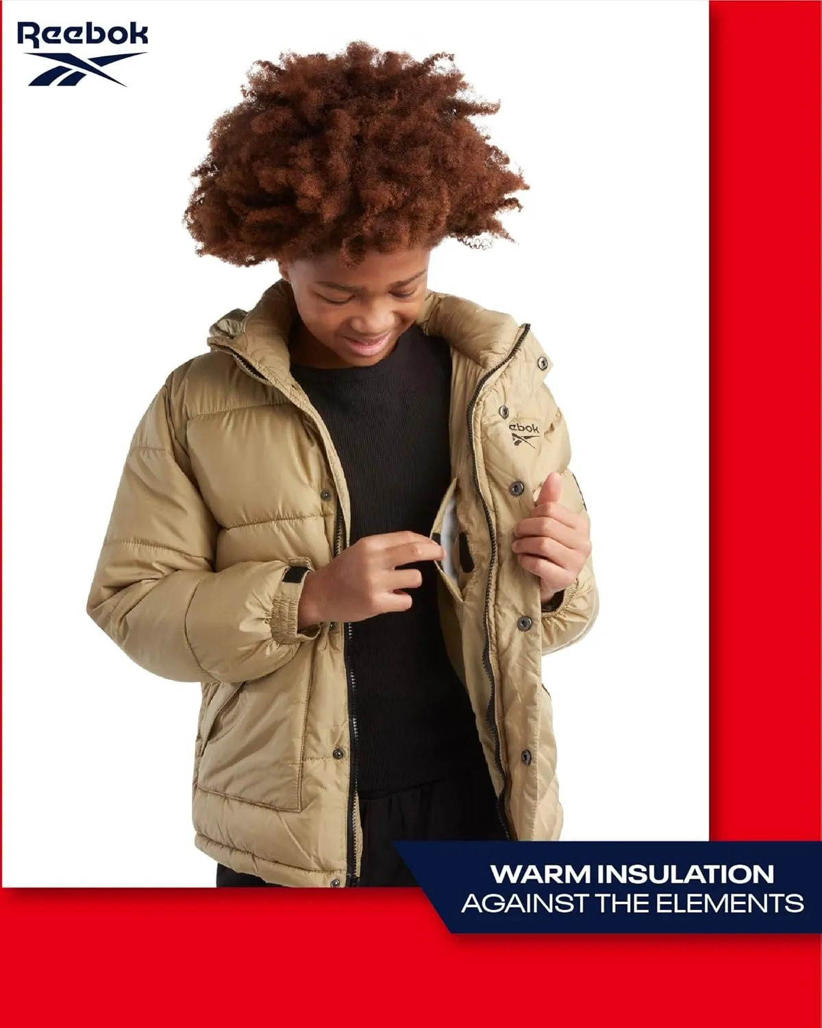 Reebok Boys Winter Coat - Heavyweight Quilted Puffer Snow Parka - Weather Resistant Ski Jacket for Boys (8-20)