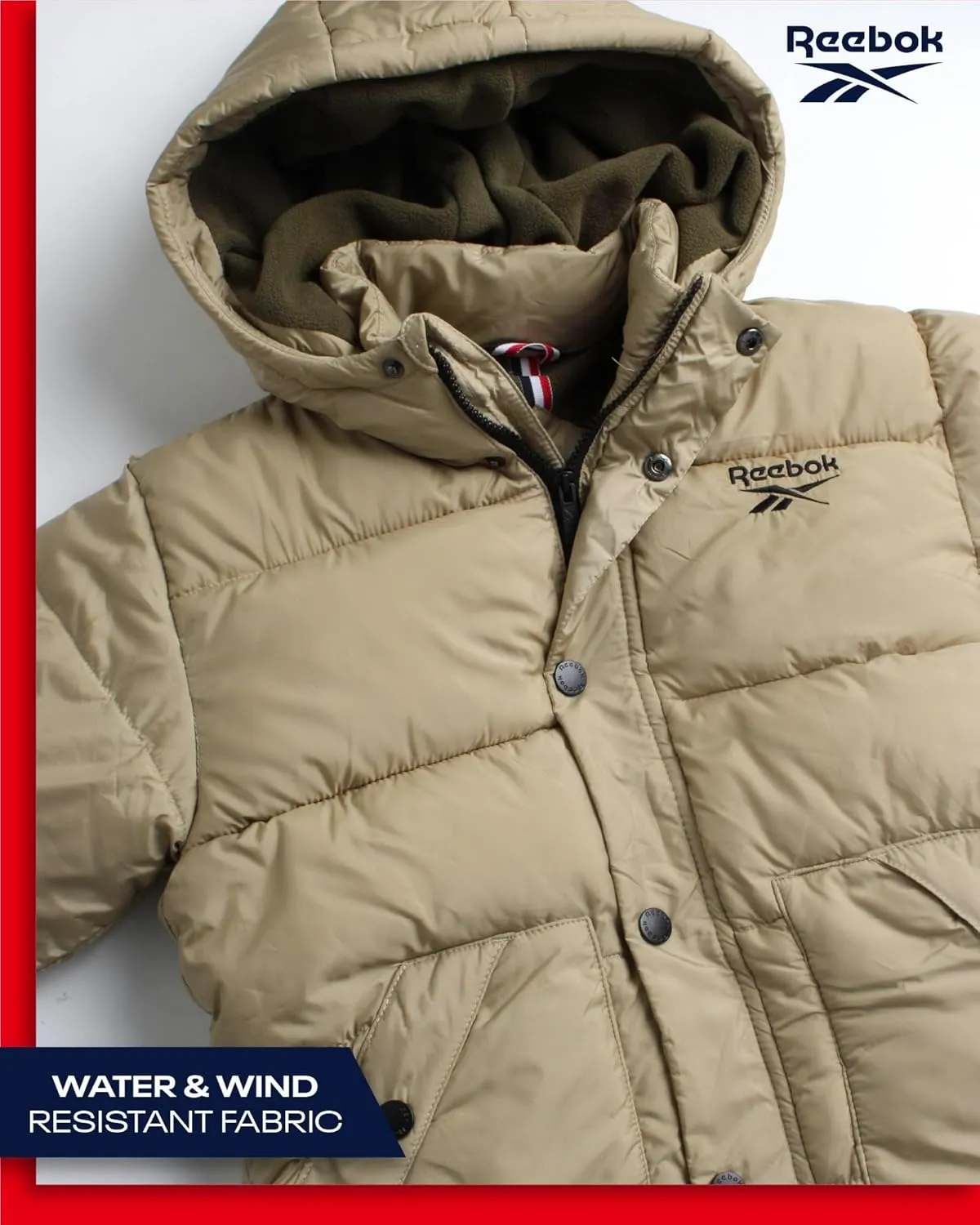 Reebok Boys Winter Coat - Heavyweight Quilted Puffer Snow Parka - Weather Resistant Ski Jacket for Boys (8-20)