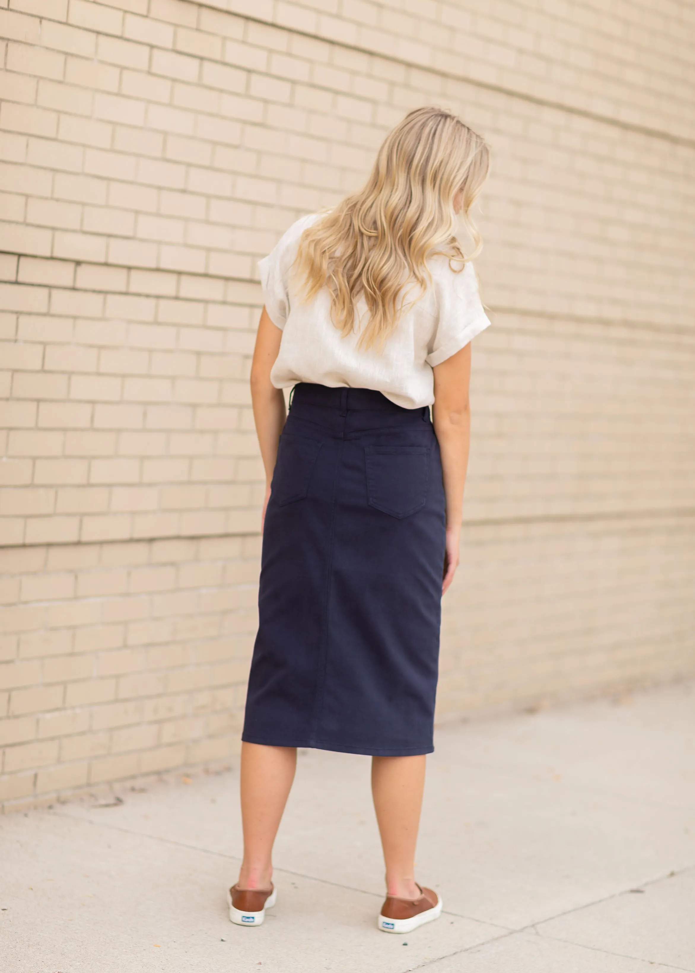 Remi Navy Night Denim Midi Skirt - FINAL SALE