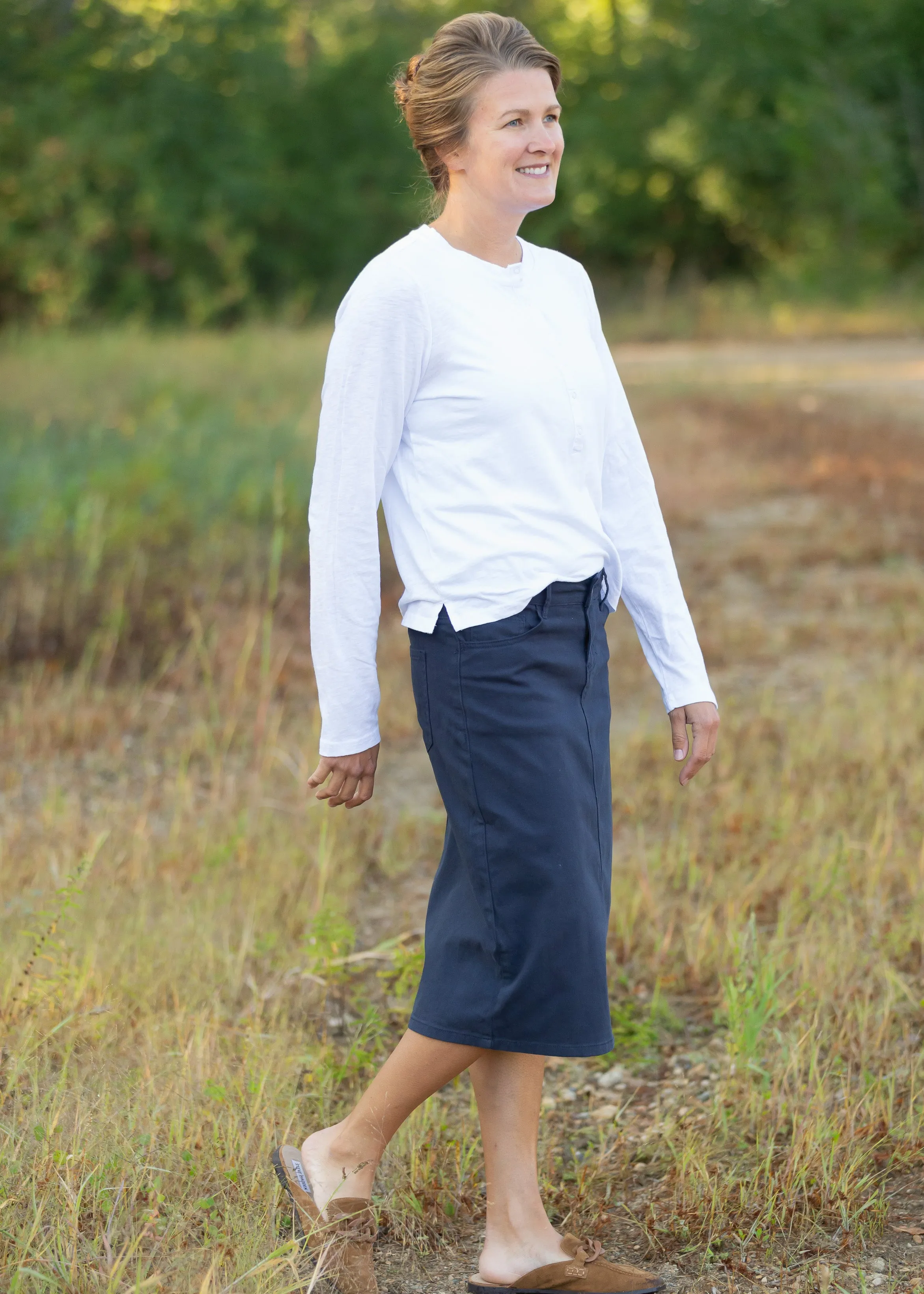 Remi Navy Night Denim Midi Skirt - FINAL SALE