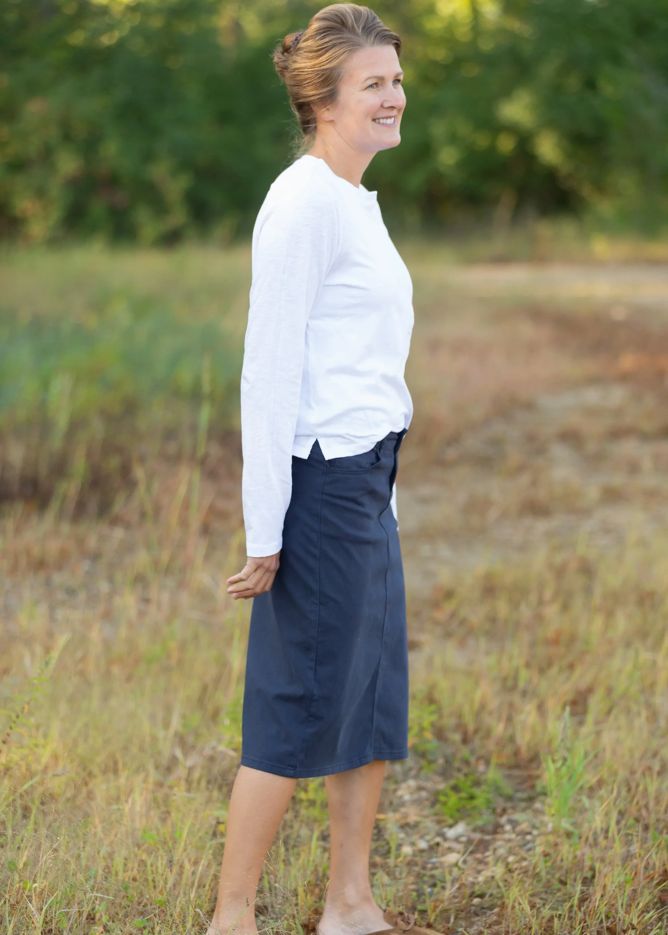 Remi Navy Night Denim Midi Skirt - FINAL SALE