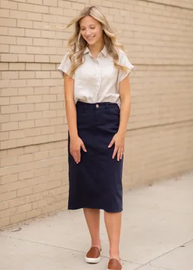 Remi Navy Night Denim Midi Skirt - FINAL SALE