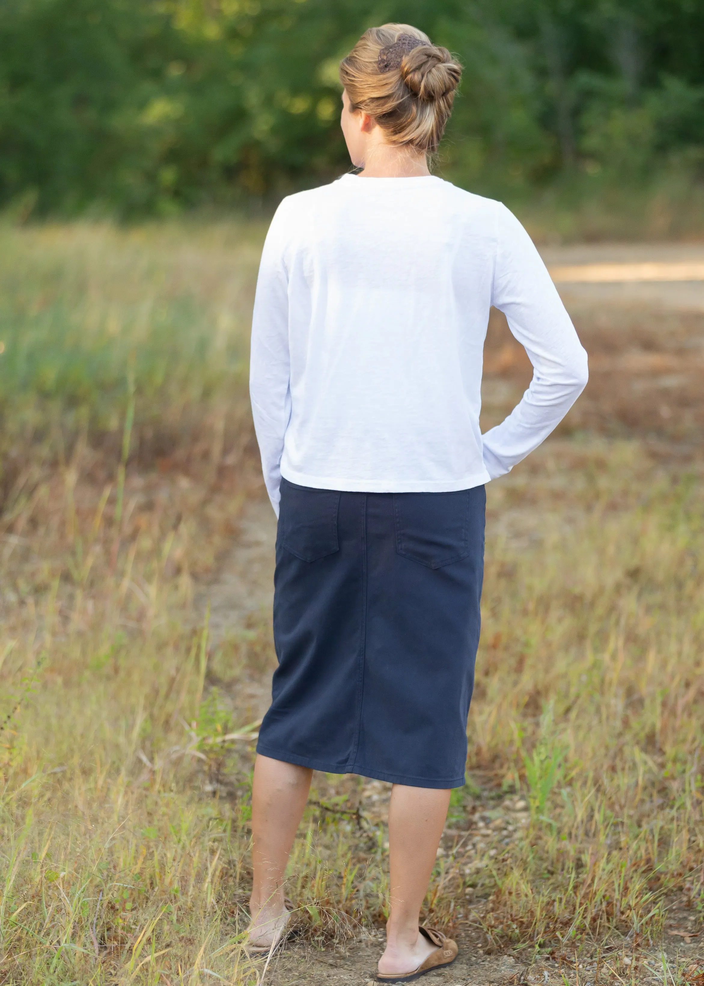 Remi Navy Night Denim Midi Skirt - FINAL SALE