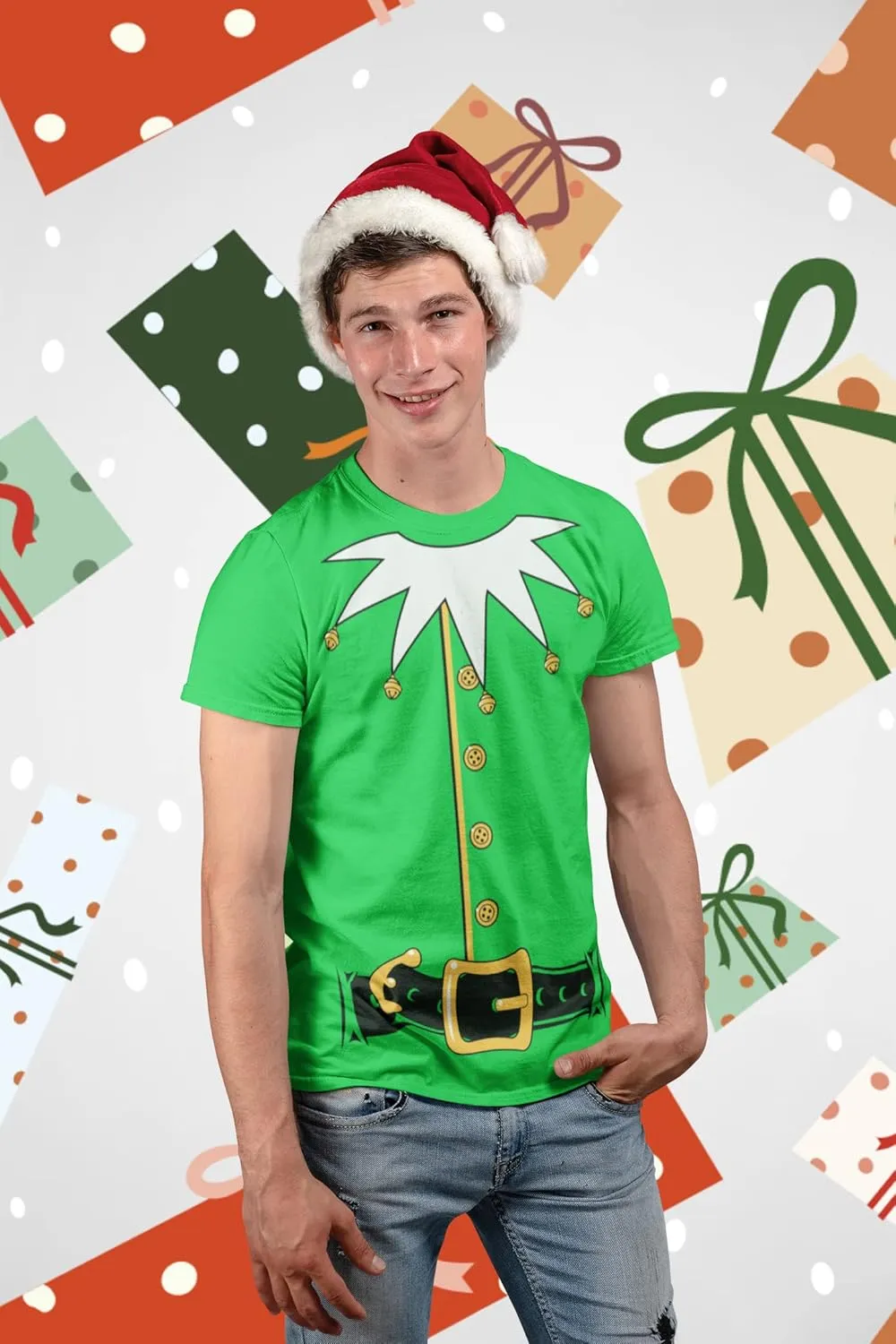 Santa's Helper Elf Christmas Costume Jumbo Print Men's/Women's/Youth T-Shirt/Sweatshirt