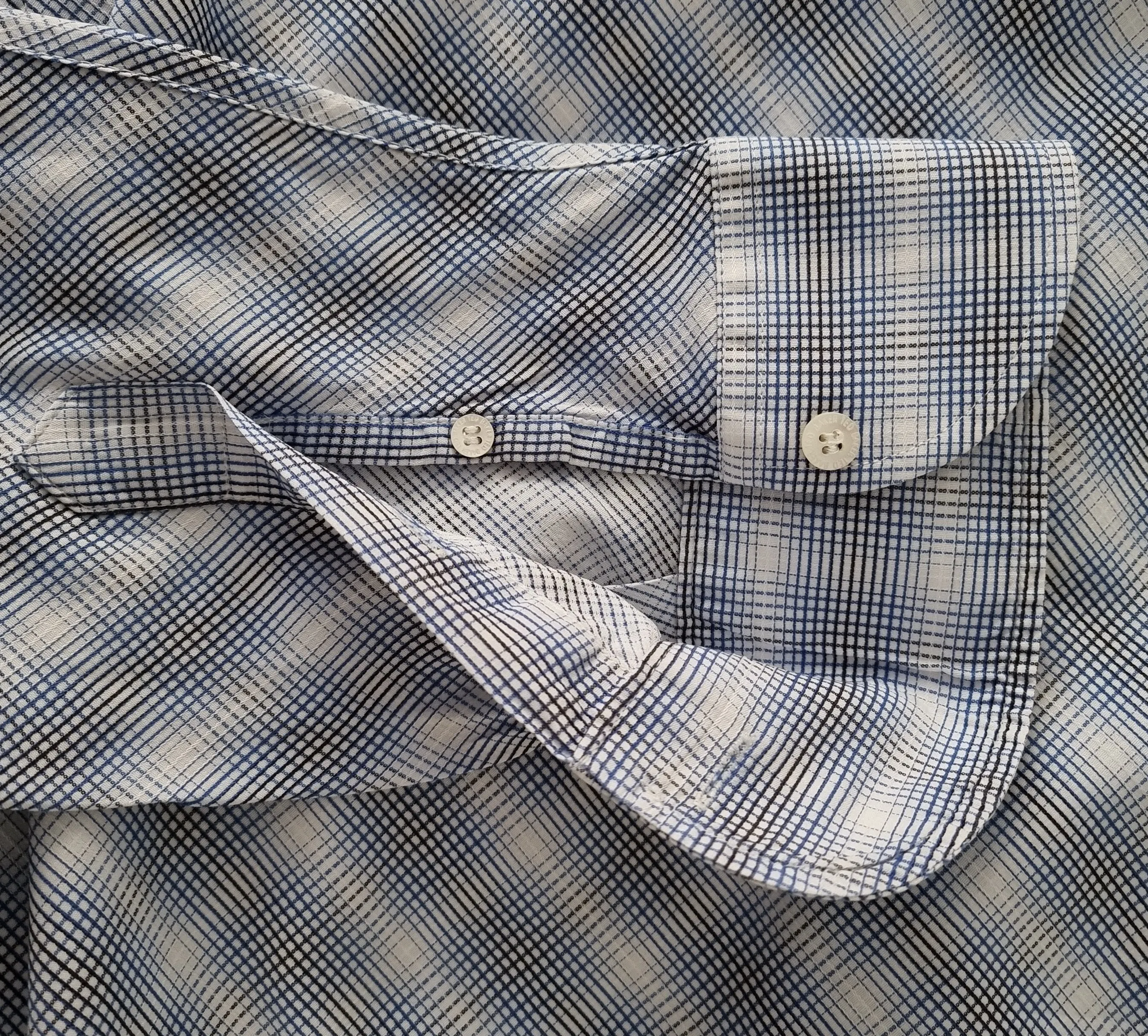 Ted Baker Mens Long Sleeve Blue & White Check Shirt. Size 6