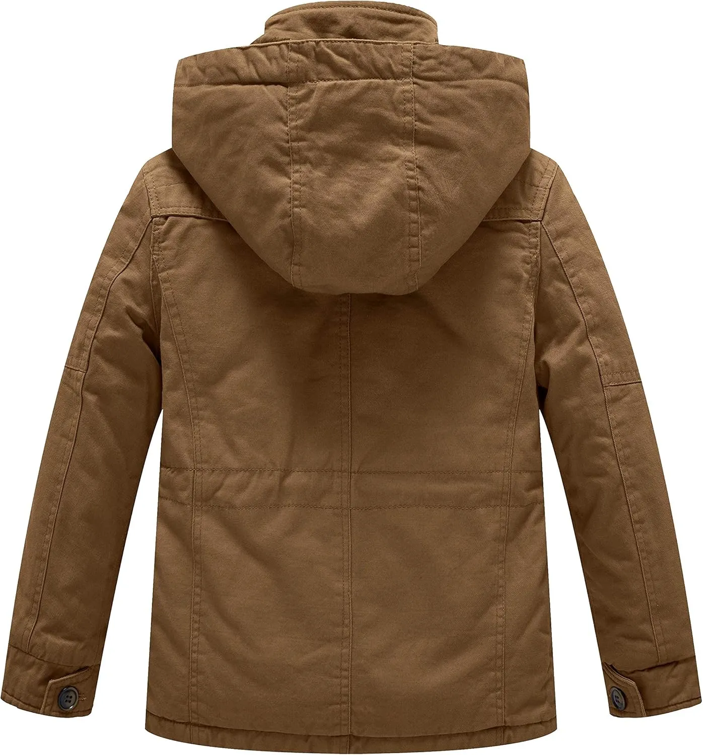 WenVen Boy's & Girl's Winter Warm Sherpa Lined Parka Coat with Removable Hood