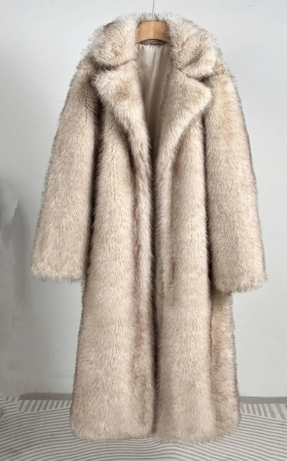 Women's Shaggy Faux Fur Warm Maxi Overcoat Outwear,Fluffy Winter Parka Long Jackets Coats